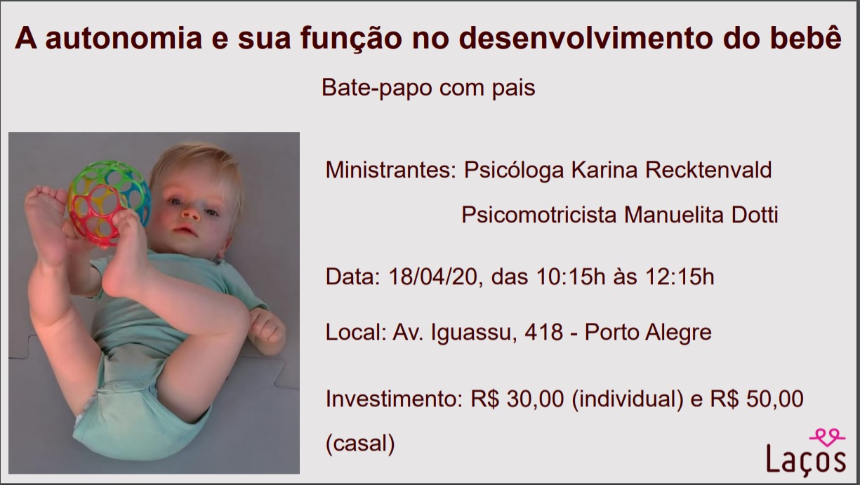 Bate-papo com pais “A autonomia e sua função no desenvolvimento do bebê”